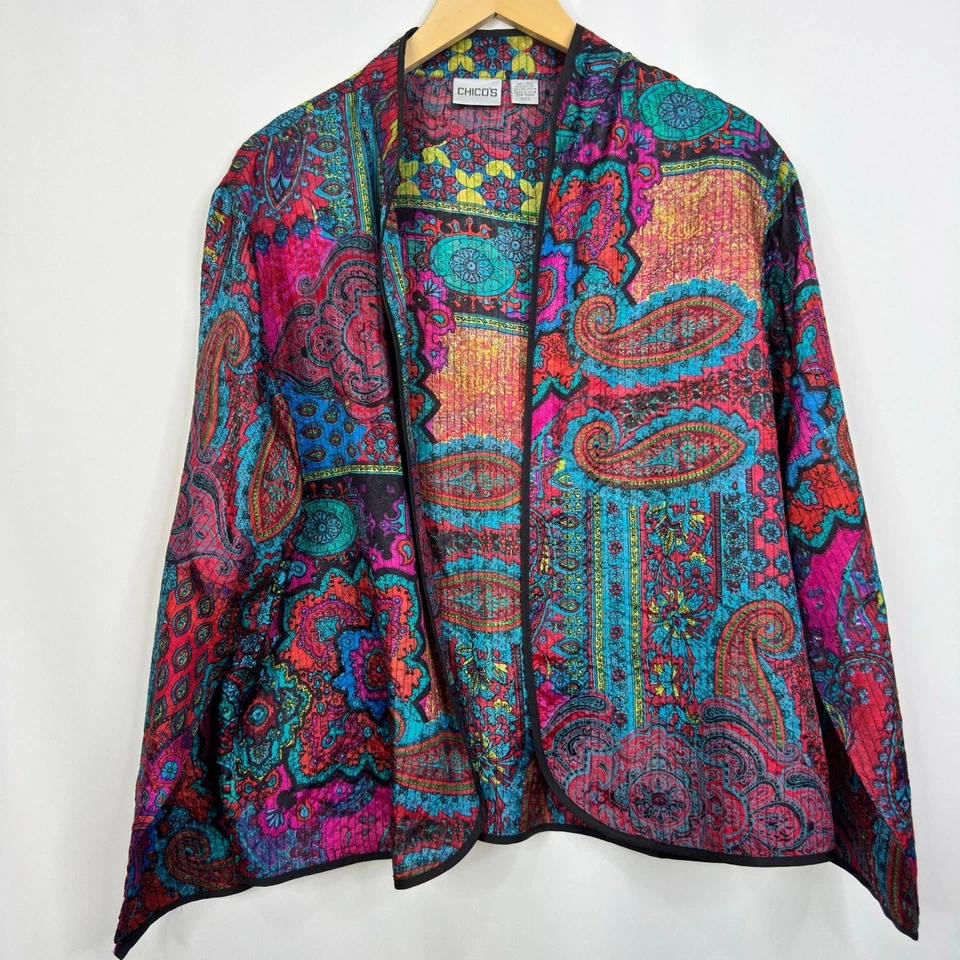 Chaqueta Blazer Chicos Paisley Mezcla Seda Kimono Multicolor Talla M/L Foto 2 de 4