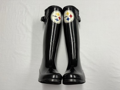 Pittsburgh Steelers NFL Cuce Brand Frontrunner Women s Buckled Rain Boots Size 6