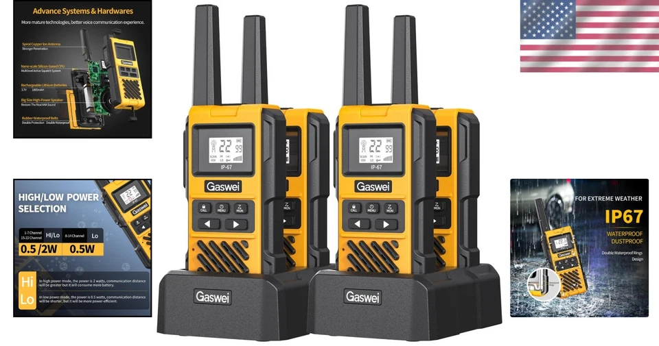 All-Weather Walkie Talkies - Waterproof and Long-Range with Hands-Free Operation - Image 2 of 4
