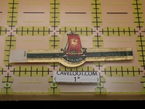 Vintage Viking Cigar Band Embossed Gold Longship Tobacciana Ephemera V.D.E.