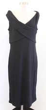 NWT Michael Kors Dress Womens XL Black Off Shoulder Ribbed Knit Sheath V Neck