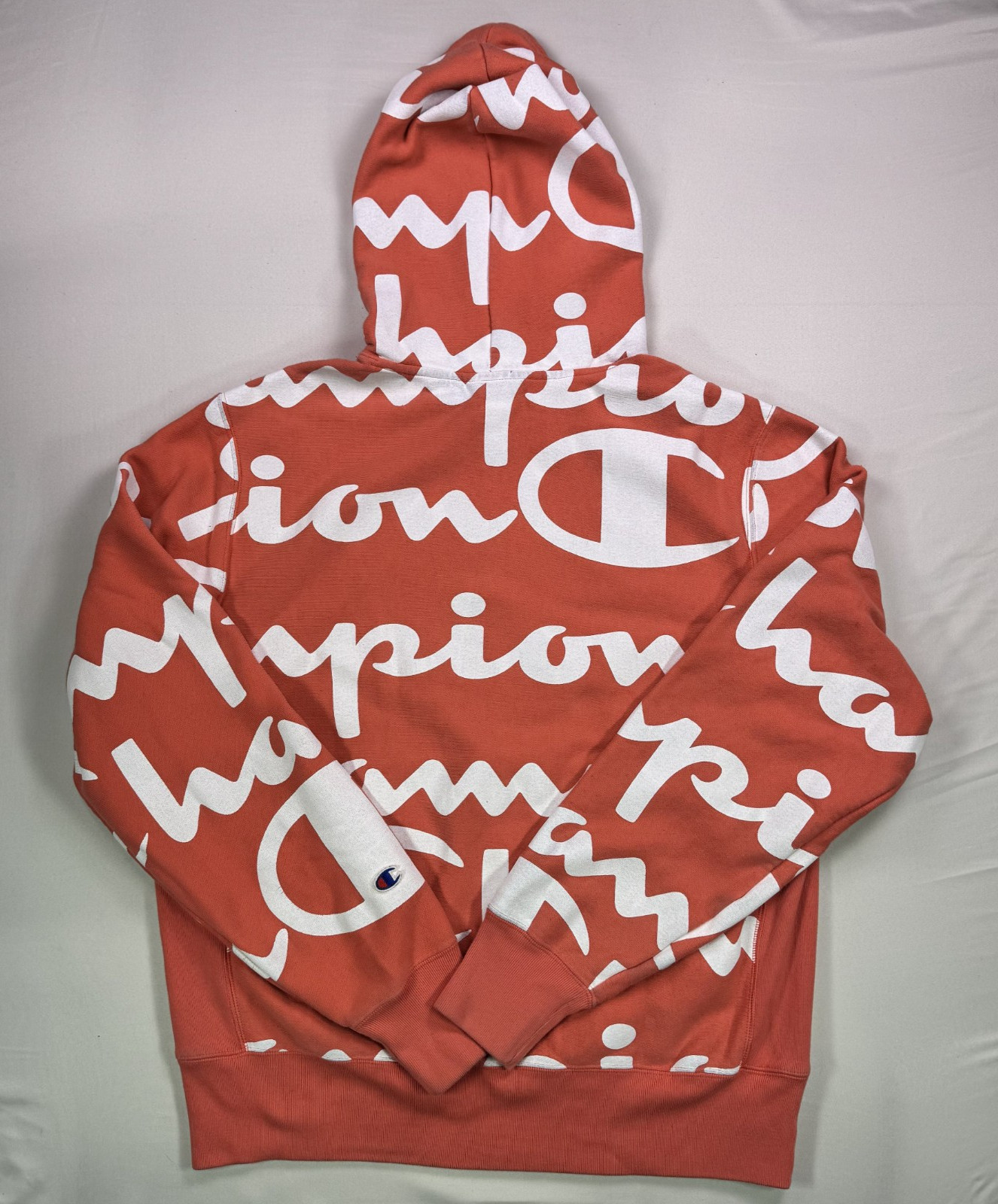 Champion Reverse Weave Allover Script Hoodie Cora… - image 6