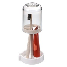 Transparent Gray Toothbrush Holder with Cup Cover BATHROOM Toothpaste Organizer