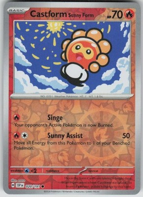 Pokemon Castform Sunny Form - Reverse Holo NM/LP SV08: Surging Sparks 020/191