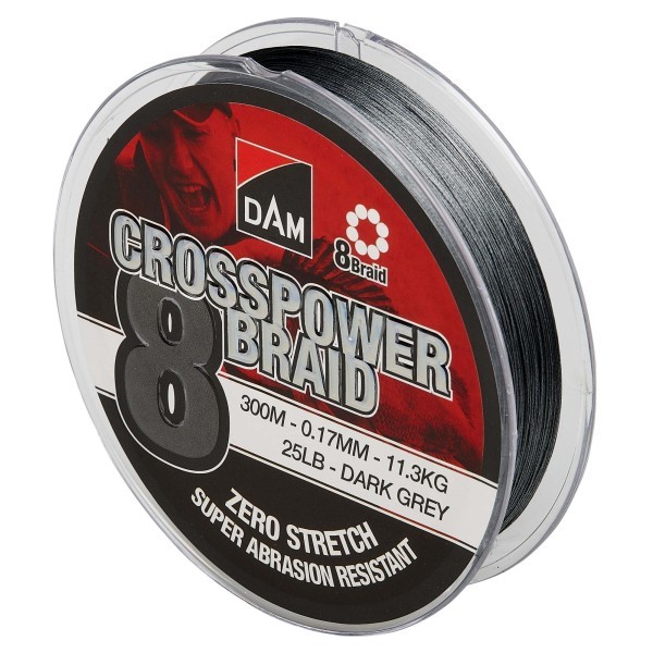 Tresse Crosspower 8 brins fil de pêche gris 300m 0.22mm carnassier