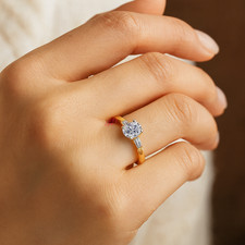 14k Yellow Gold Diamond Ring For Women Lab Grown Round 1.48 Carat IGI Certified