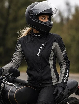 Damen Motorrad Jacke Motorradjacke Schwarz Grau Tribal Protektoren S - XL - Bild 1 von 4