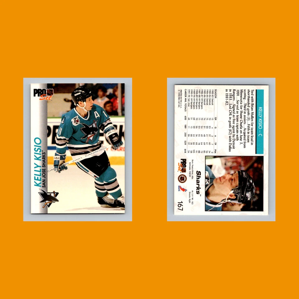 Kelly Kisio #167 1992-93 Pro Set San Jose Sharks Hockey Card NHL - Image 3 of 3