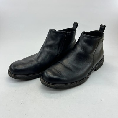 Ecco Stiefeletten Herren UK9 schwarz Leder Gore Tex Reißverschluss warm gefüttert wasserdicht