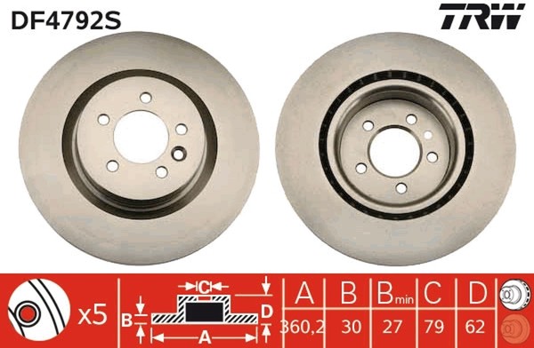 2X Bremsscheibe TRW Single DF4792S FüR Discovery Range Rover L320 Landrover L319-image