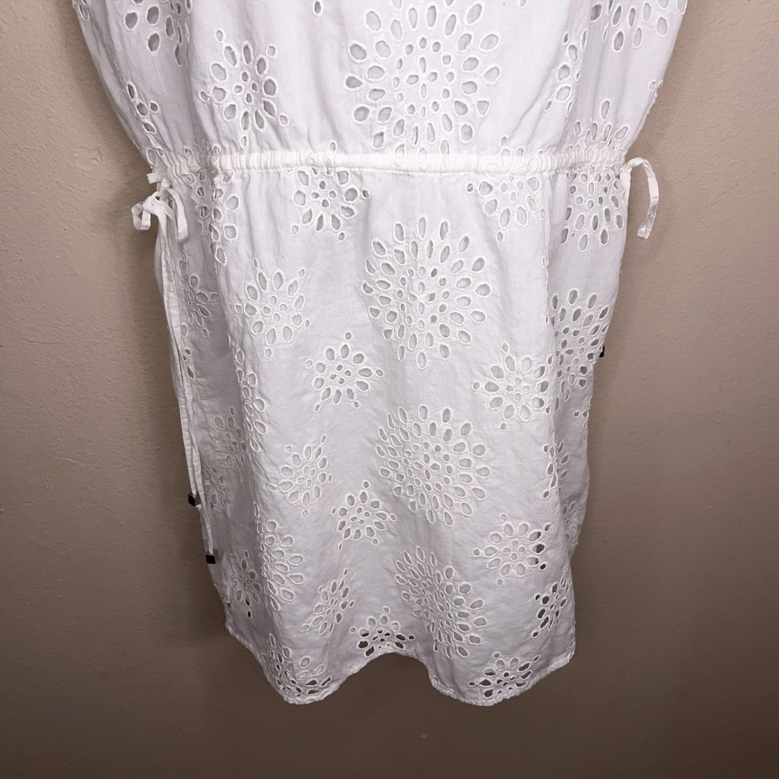 Abito Petite Medium MICHAEL Michael Kors bianco pizzo overlay foderato neutro spiaggia