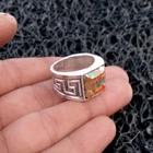 Oyster Turquoise Gemstone Ring 925 Sterling Silver Handmade Gift Men's Ring R79