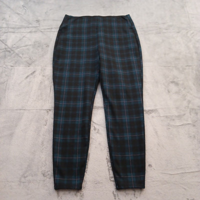 Maurices Ankle Pants Womens Large Green Plaid Pull On 32x28 High Rise
