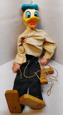 VINTAGE o ANTICA BAMBOLA PUPAZZO MARIONETTA DONALD DUCK. Testa in gesso e parti in legno