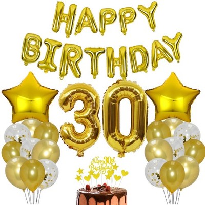 Happy 30th Birthday Wimpel Banner Folienballons Latex Qualität Party Deko UK