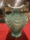 Stunning Fenton Iridescent Drapery Ruffle  Green Pitcher 95th Anniversary Ex Con