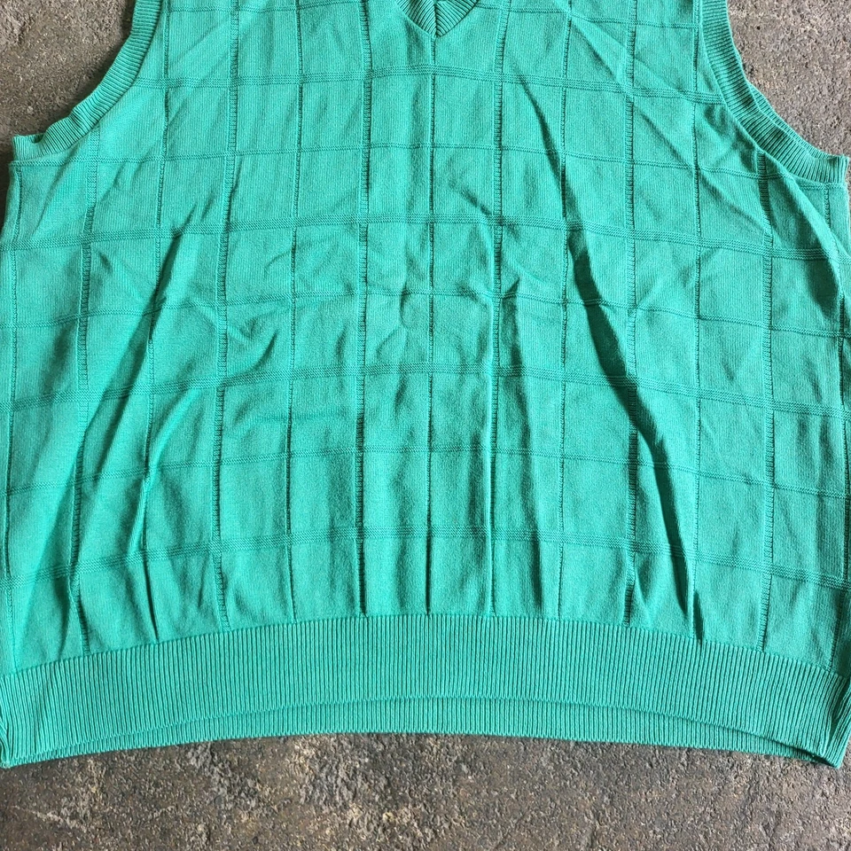 Chaleco Suéter Vintage Y2K Haggar Talla 2XL XXL Verde Como Nuevo Enmarcado a Mano Otoño Vacaciones Foto 3 de 4
