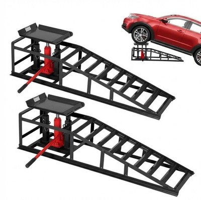 Garvee 2-Pack Hydraulic Car Ramps 5T 11000lbs Low Profile Adjustable Black New