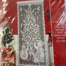 Christmas holiday lighted panel Frosty’s Trio Snowmen & Christmas tree 40” x 84”