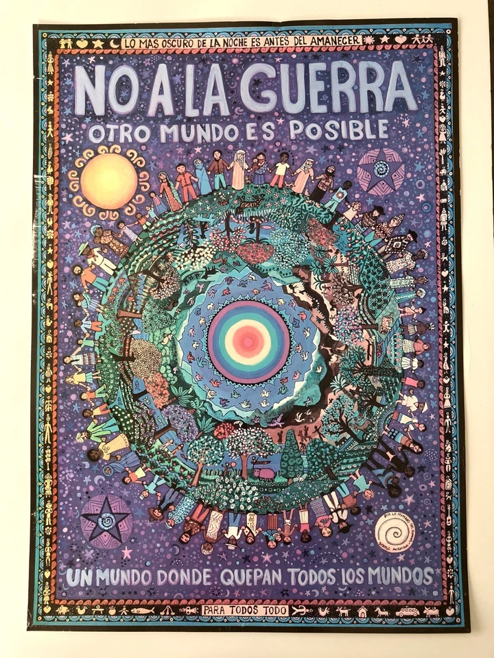 affiche poster "No a la guerra, otro mundo es posible" Beatriz Aurora 44,5x31,5 - Photo 1/4