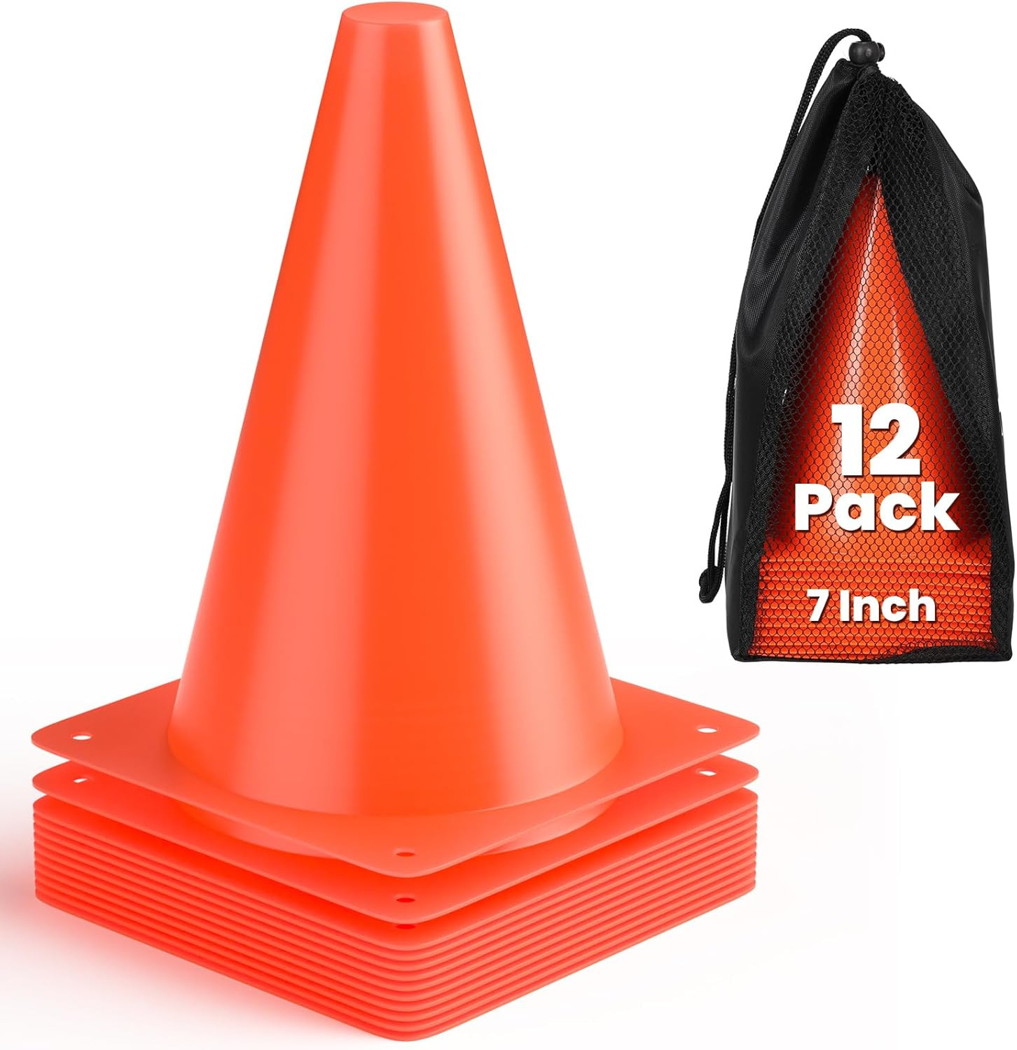 Soccer Cones 7″ 9″ of 12 24 Pack Disc Soccer Sport Cones Training Field