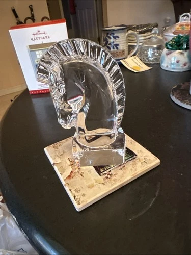 STEUBEN CRYSTAL EQUESTRIAN FIGURAL HORSE HEAD~PAPERWEIGHT/SCULPTURE
