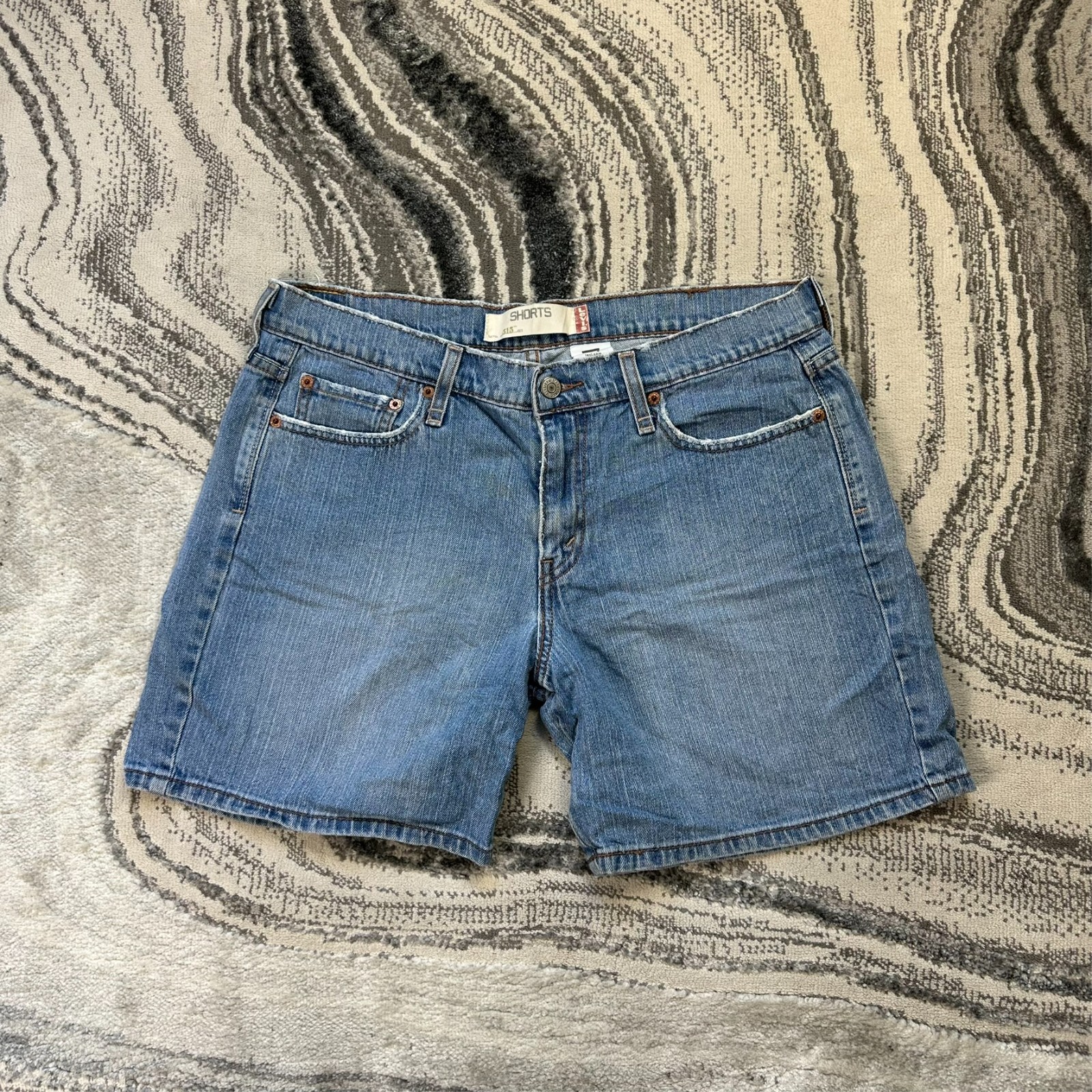 Women's VTG Levi's 515 2000's Y2K Blue Mid Rise Stretch Size 12 Denim Shorts image 2