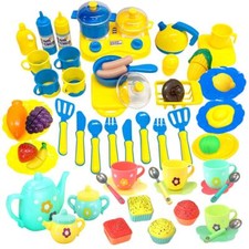 Children's 65PCS Playset Colorful Kitchen Set Tea Set Pretend Play Accessories 