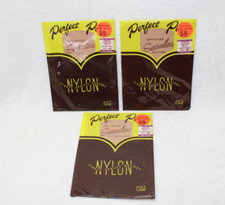 Vintage Nylon Stockings PERFECT PLUS Seamless Hosiery Spicy PERFECT BEIGE 3 pair