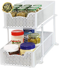 Simplehouseware 2-Tier Pull Out Sliding Drawer,Under Sink&Pantry Organizer,White