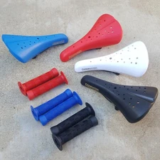 DOMINATOR VISCOUNT RAILED SEAT + GRIPS BLACK WHITE RED BLUE BMX BIKES SEAT SE GT