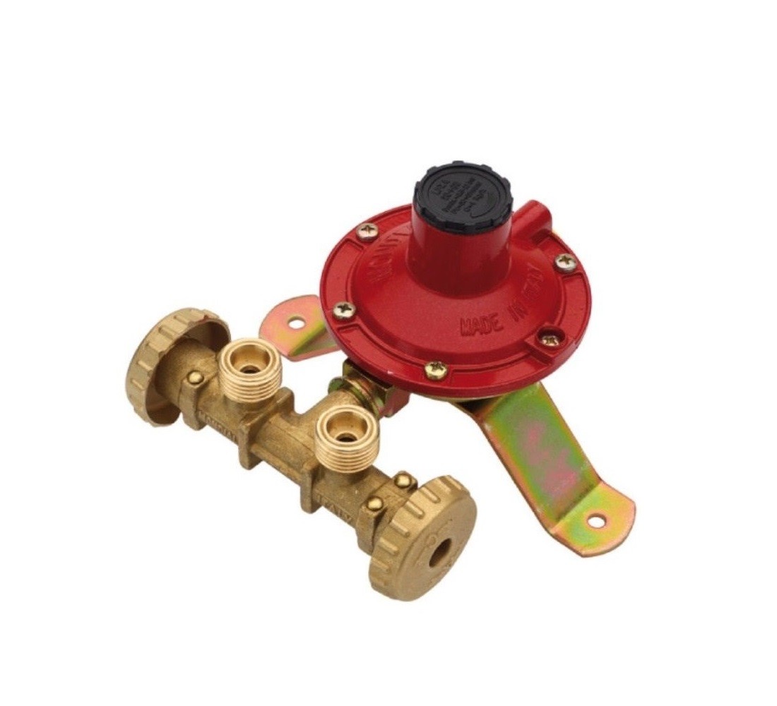 CENTRALINA GAS GPL X 2 BOMBOLE CON REGOLATORE BASSA PRESSIONE 7- KG MONDIAL 2621