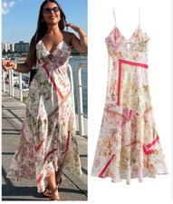 ZARA NWT WOMAN SS24 SEMI-SHEER MIXED PRINT DRESS MULTICOLORED Size S  3018/195