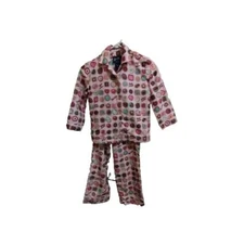 Nick & Nora Pink Candy, Sweets And Chocolates Flannel Pajamas Girls S 6X