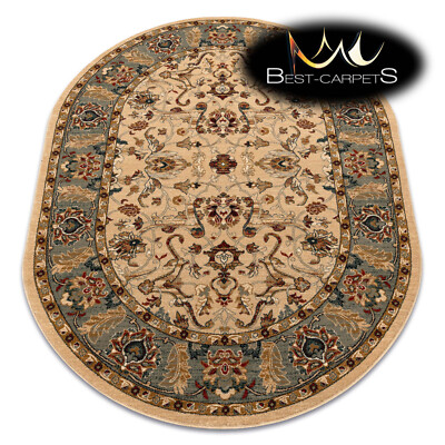 Orientteppich NATUR WOLLE Oval ''OMEGA'' ORDA Beige Grün Orient Blumen Qualität