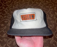 Vintage Yellow Freight Trucking Company Mesh Snapback Trucker Cap Hat USA MADE🔥