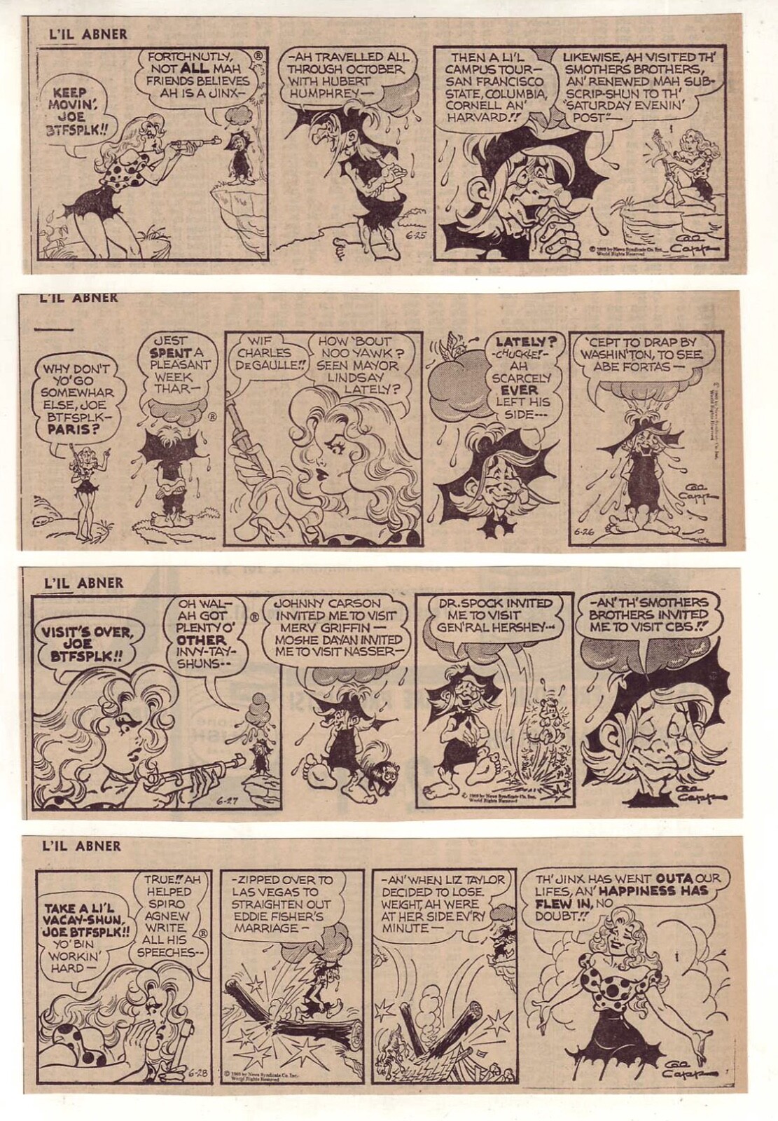 Li'l Abner by Al Capp - 25 funny daily comic strips - Complete June 1969