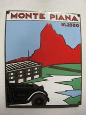 RARA PLACCA SMALTATA DA RADIATORE - MONTE PIANA - DOLOMITI DI SESTO - (ANNI '30)