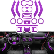 18PCS Full Set Interior Decoration Trim Kit for Jeep Wrangler JK 2011-17 Purple