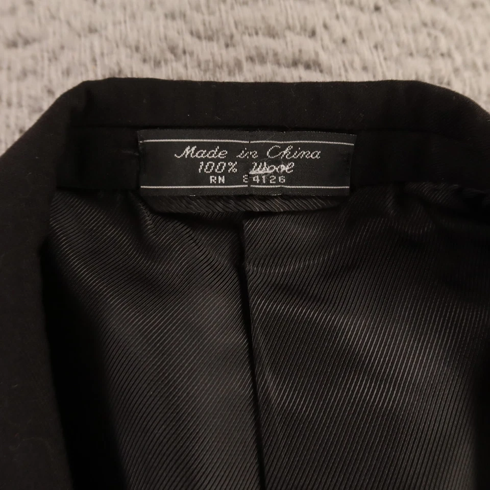Jeffrey Banks Jacket M Black 100% Wool Twill Worsted Blazer Sport Coat 42R - Image 3 of 4