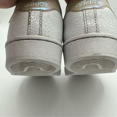 Girls Adidas Superstar Tennis Shoes White W/Iridescent Accents Size 1.5 |  eBay