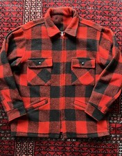 Vintage 40’s Wool Mackinaw Buffalo Plaid Full Zip Cruiser Jacket SZ M Not Filson