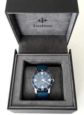 Zodiac Super Sea Wolf ZO9217 Swiss Made Skin Taucheruhr 200m blaues Zifferblatt