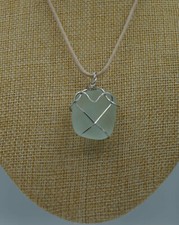 Ice Aqua Sea Glass Pendant: Rounded Square Shape P 4 