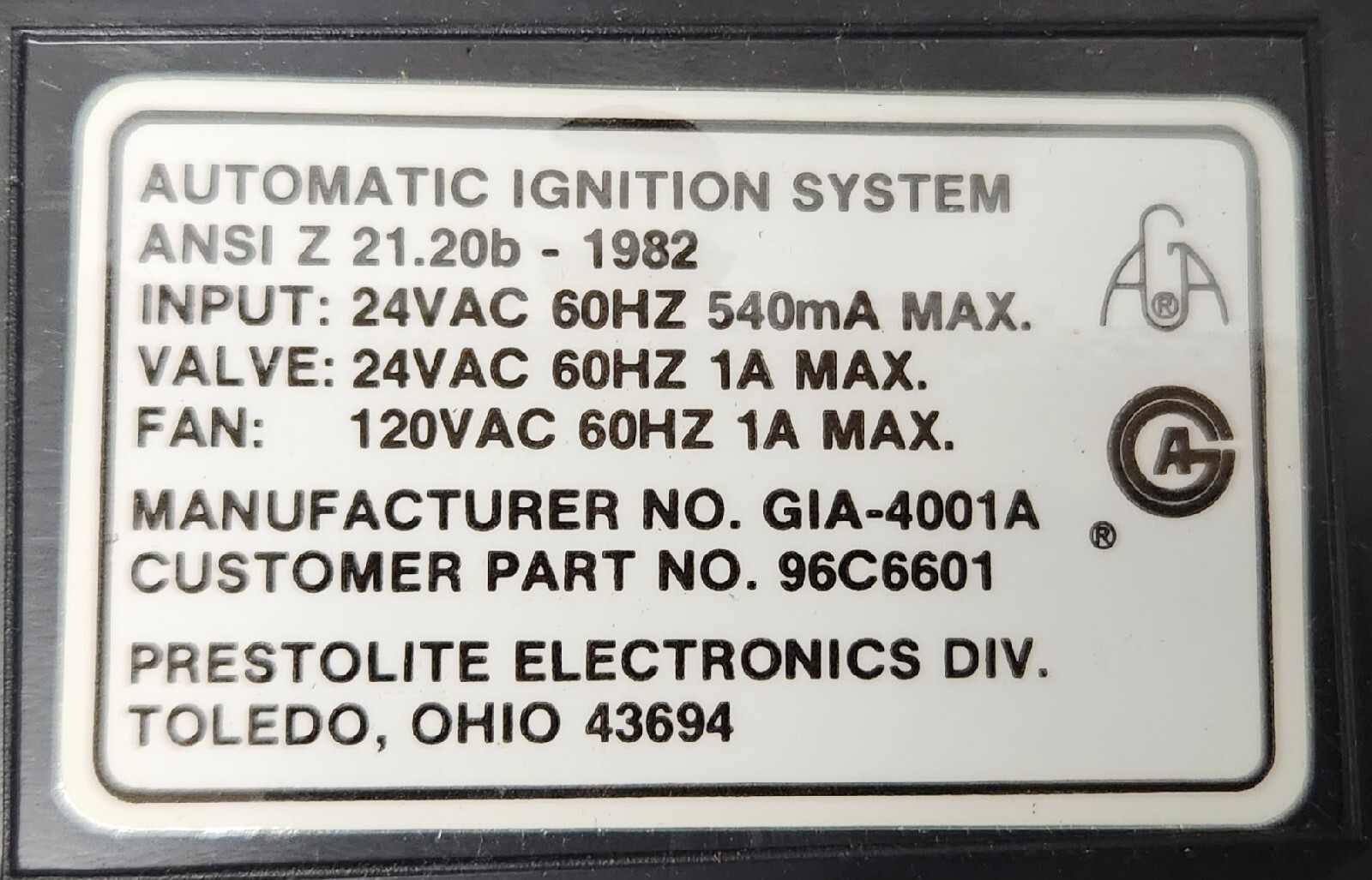 OEM Lennox Pulse Furnace Ignition Control Board 96C6601 GIA4001A Works