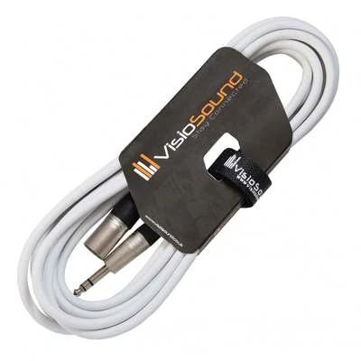 VISIOSOUND Macho XLR a Cable Jack Estéreo TRS 6.35mm / Balanceado / Cable audio 6m Blanco