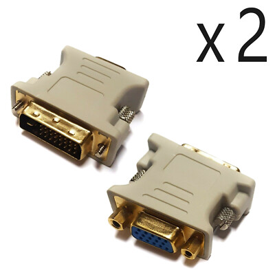 2 Pack DVI-I 24+5 Pin Dual Link Male to VGA Female Adapter Converter Monitor PC