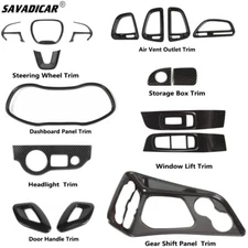 17x Carbon Fiber Interior Dashboard Set Cover Trim Kit For Dodge Challenger 15+