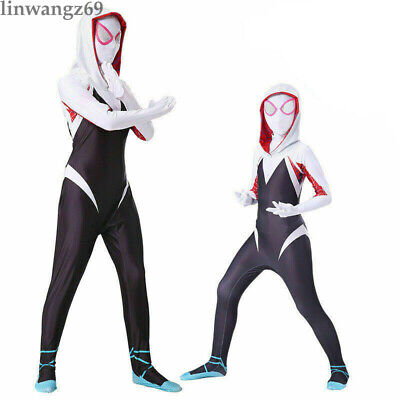 Into the Spider-Verse Gwen Stacy Kids Costume Jumpsuit Cosplay Spider-Man