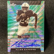 2019 Leaf Metal Draft Green Wave Miles Sanders ROOKIE Auto 5/5 Eagles X1